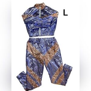 Metallic Blue and Bronze Women's Jumpsuit